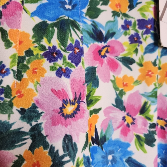 NWT Zara Highwaist Multi Floral Printed Straight Leg Pants Pockets Size Medium - Picture 13 of 16